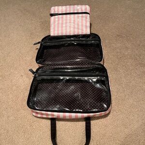 Victoria’s Secret Pink Black and White Hanging Striped Travel Cosmetic Organizer